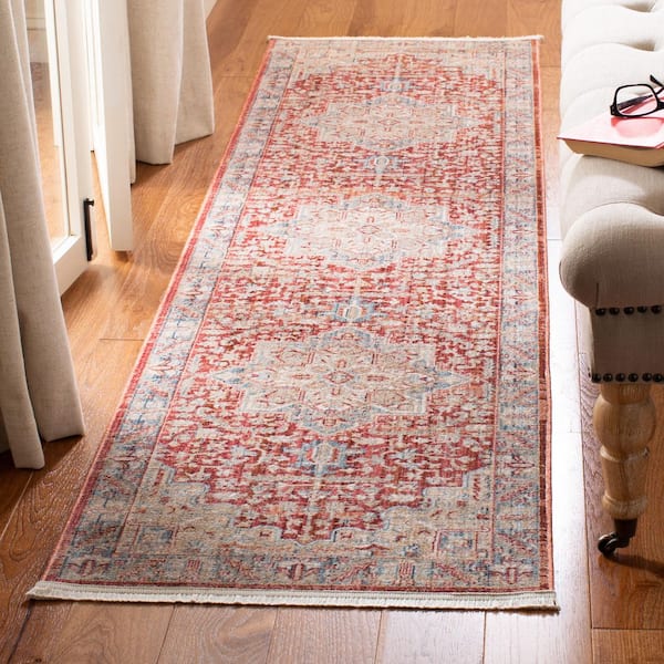 Kenitra 2 ft. x 10 ft. Red/Blue Geometric Runner Rug