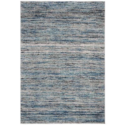 SAFAVIEH Galaxy Blue/Gray 5 ft. x 5 ft. Square Abstract Striped Area ...