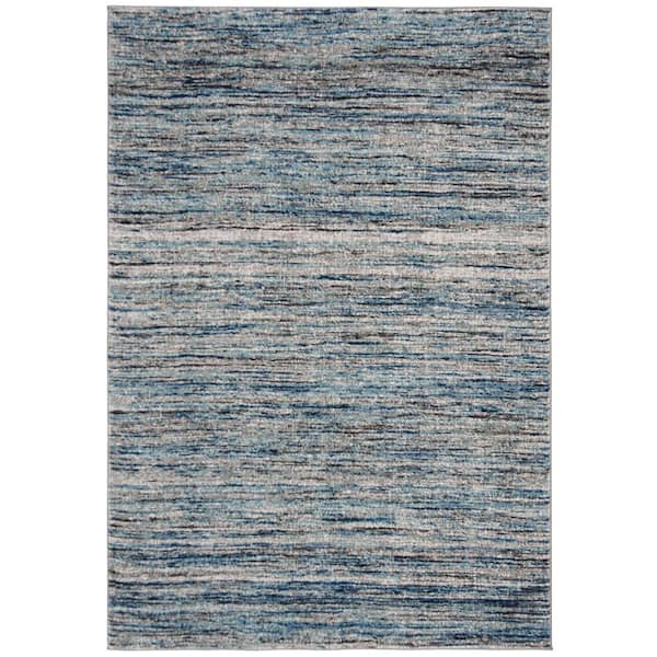 Galaxy 7 ft. x 9 ft. Blue/Gray Striped Abstract Area Rug