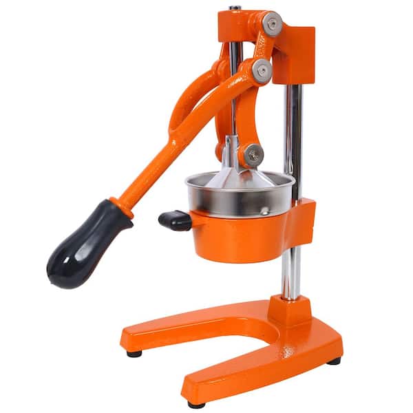Orange Cast Iron Citrus Juicer, Manual Hand Press