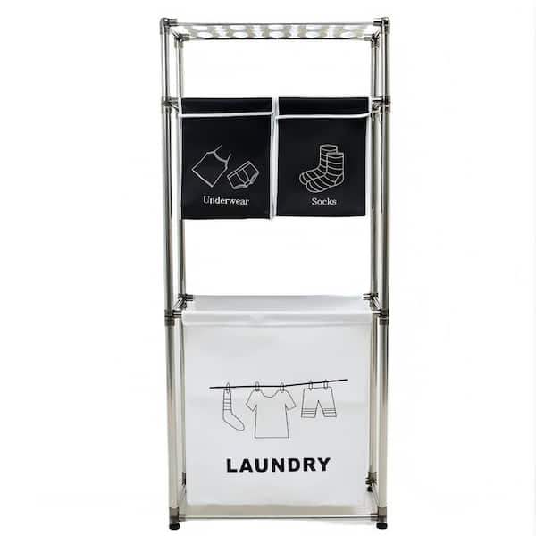 3-Tier Laundry Hamper with 3-Removable Bags for Organizing Clothes, Laundry, Lights, Darks, Three Hooks