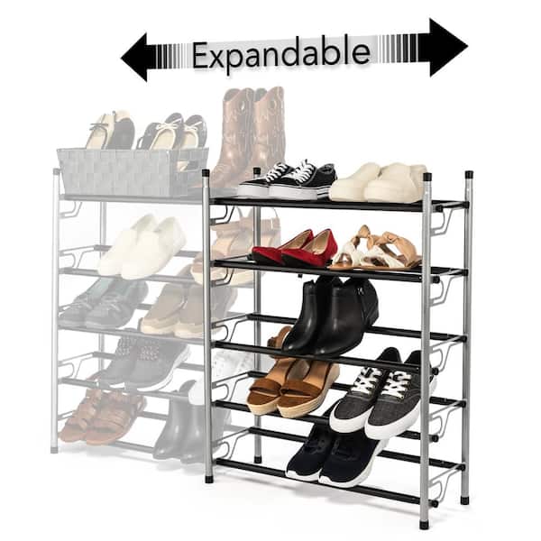 J&V TEXTILES Stackable Shoe Storage and Organizer Racks 4-Tier 6-Tier Over  The Door or Stackable (Black 6-Tier)