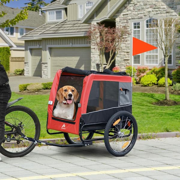 PawHut Dog Bike Trailer with Suspension System, Hitch, Pet Bicycle