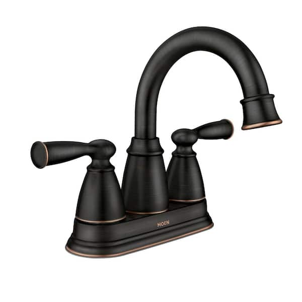 MOEN Banbury 4 in. Centerset Double Handle Bathroom Faucet in