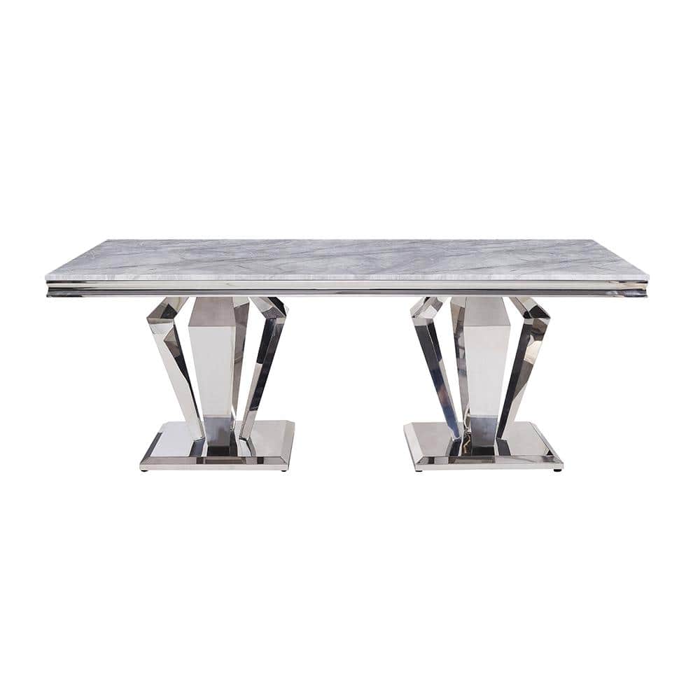 Acme Furniture Satinka 79 in. Rectangle Light Gray Printed