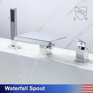RX8013CP 1-Handle 1-Spray Roman Bathtub Faucet with Handheld Shower in Polished Chrome
