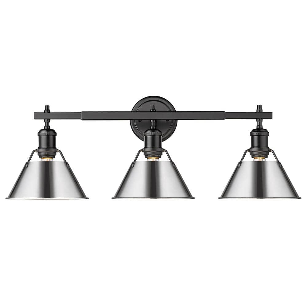 Orwell 4.875 in. 3-Light Black Vanity Light with Chrome Shade price history on PriceWatchPro