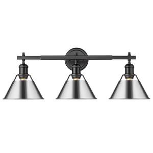 Orwell 4.875 in. 3-Light Black Vanity Light with Chrome Shade