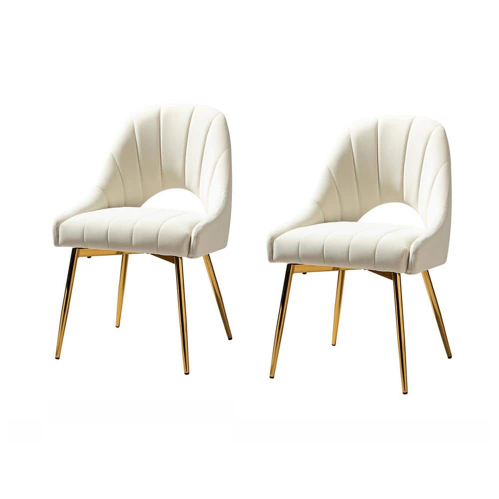 JAYDEN CREATION Isaak Modern Ivory Upholstered Dining Chair with