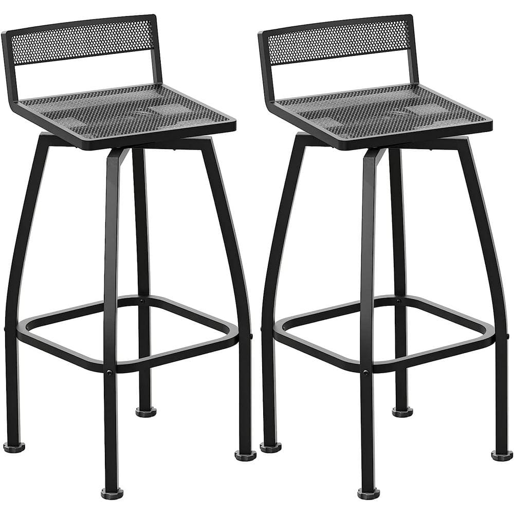 Swivel Metal Outdoor Bar Stools Set of 2, Indoor 27 in. H Low Back Bar Stools, Outdoor Patio High Bar Chairs (2-Pack) -  FUFU&GAGA, 170277-02