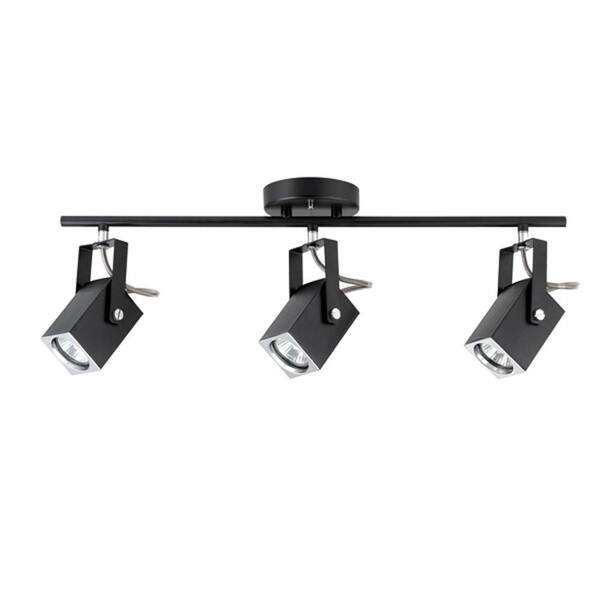 Globe Electric Quadra Collection 3 Lamp Black and Chrome Track Lighting Fixture