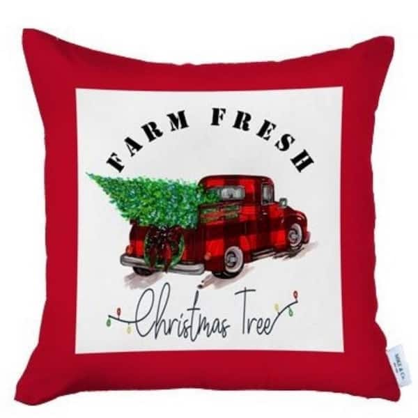 HomeRoots Charlie Set of 4-Red Plaid Zippered Polyester Christmas Tree Throw Pillow 1 in. X 18 in.