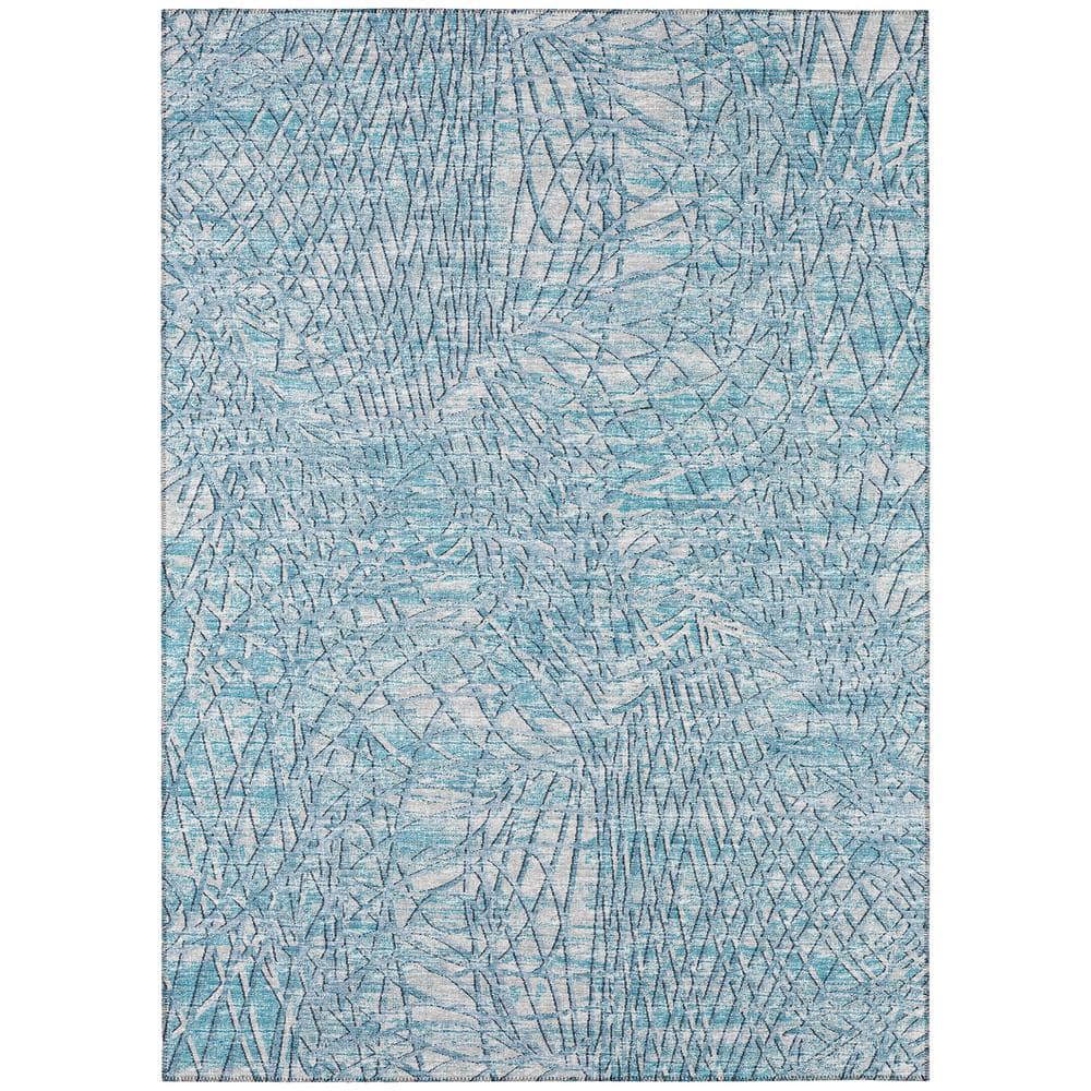 Rylee Blue 9 ft. x 12 ft. Geometric Indoor/Outdoor Area Rug
