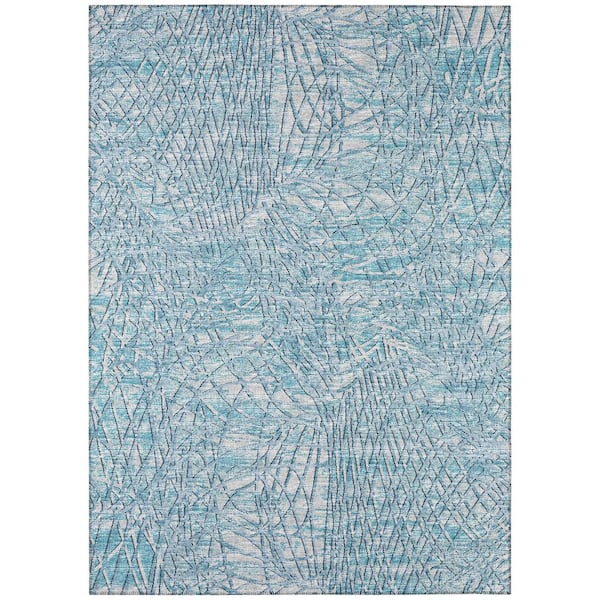 Addison Rugs Rylee Blue 9 ft. x 12 ft. Geometric Indoor/Outdoor Area Rug