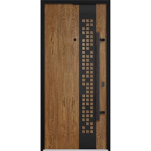 6678 36 in. x 80 in. Left-hand/Inswing Natural Oak Steel Prehung Front Door with Hardware