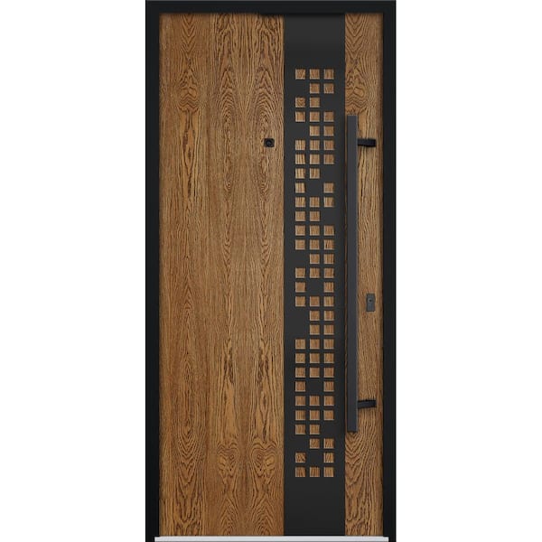 VDOMDOORS 6678 36 in. x 80 in. Left-hand/Inswing Natural Oak Steel Prehung Front Door with Hardware