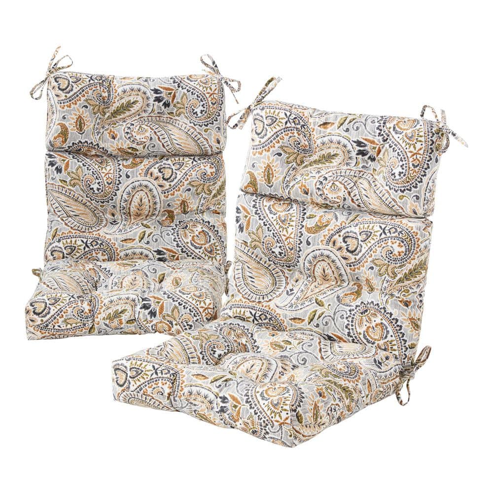 22 in. x 44 in. Outdoor High Back Dining Chair Cushion in Arctic Paisley (2-Pack) price history on PriceWatchPro
