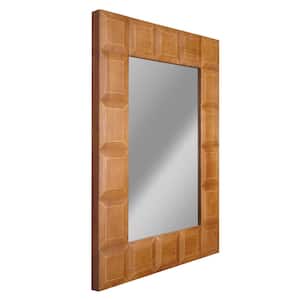 30 in. x 40 in. Brown Carved Framehouse Rectangle Wood Framed Decorative Wall Mirror
