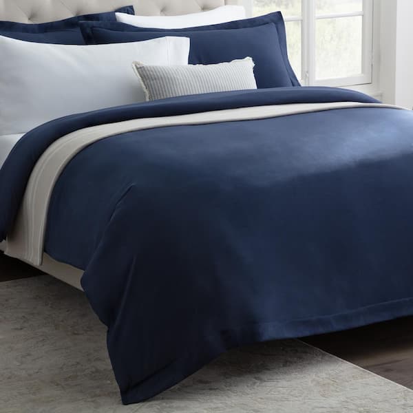 Brookside Navy California King Microfiber Duvet Cover