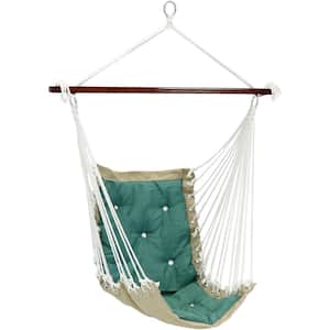 Tufted Victorian Hammock Chair Swing, 300 lbs. Weight Capacity in Sea Green