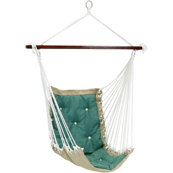 Sunnydaze Tufted Victorian Hammock Chair Swing, 300 lbs. Weight Capacity in Sea Green