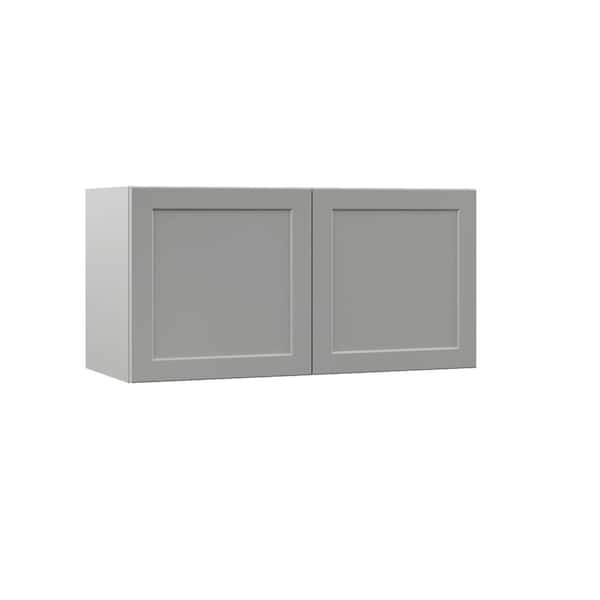 Hampton Bay Designer Series Melvern Assembled 36x18x15 in. Deep Wall Bridge Kitchen Cabinet in Heron Gray