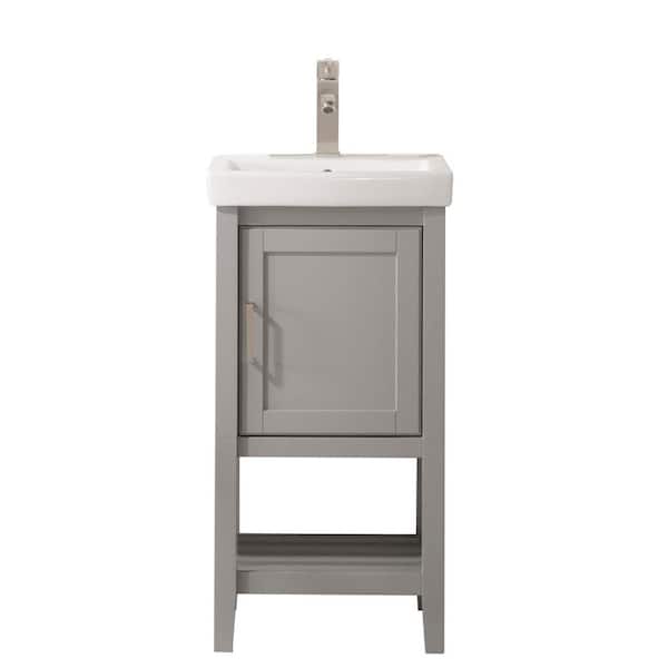 Unbranded 17.5 Width in. Vanity in Gray with Ceramic Vanity Top in White with White Basin