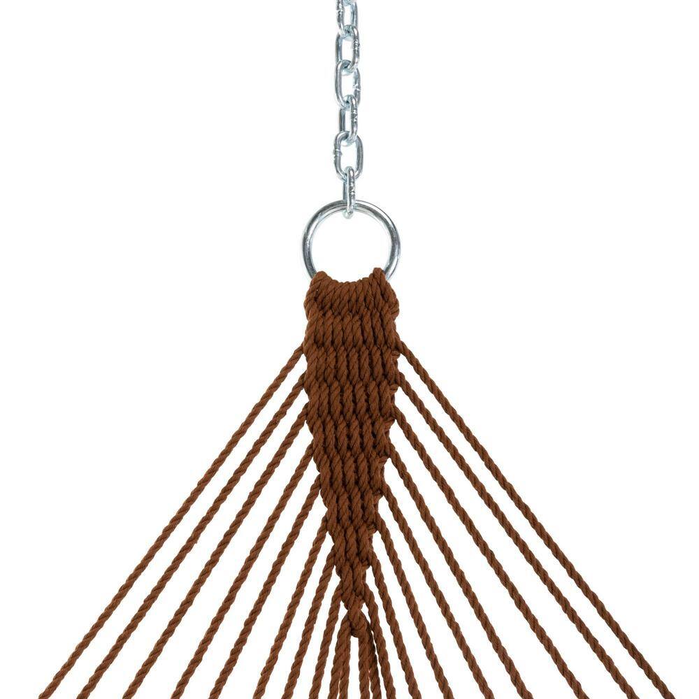 Antique Brown Polyester Rope Hammock with Hardwood Spreader Bars