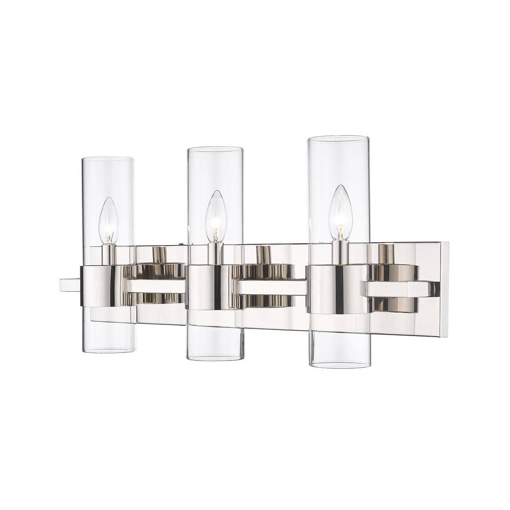 Lawson 25 in. 3-Light Polished Nickel Vanity-Light with Clear Glass Shade