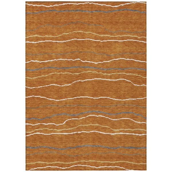 Chantille Machine Washable Indoor/Outdoor Abstract ACN2974 Orange 5 ft. x 7 ft. 6 in. Area Rug