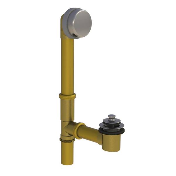 Watco 591 Series 16 in. Tubular Brass Bath Waste with Lift and Turn Bathtub Stopper, Brushed Nickel