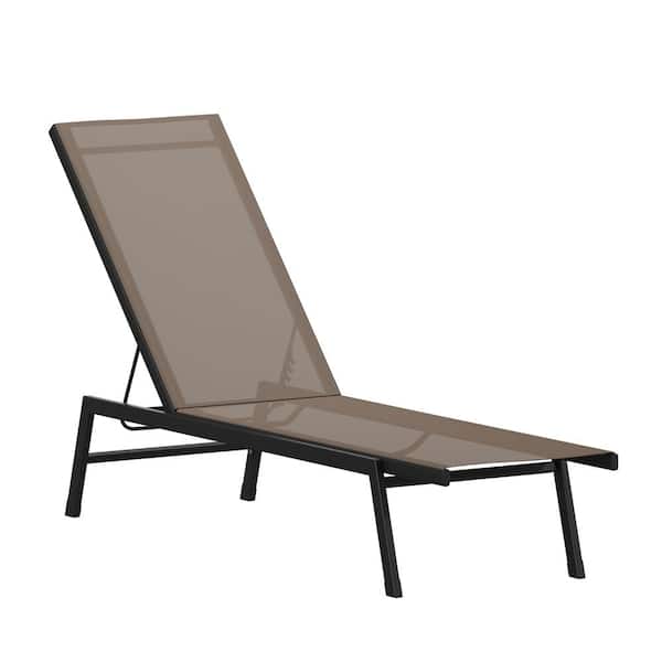 Carnegy Avenue Black Steel Outdoor Lounge Chair in Brown