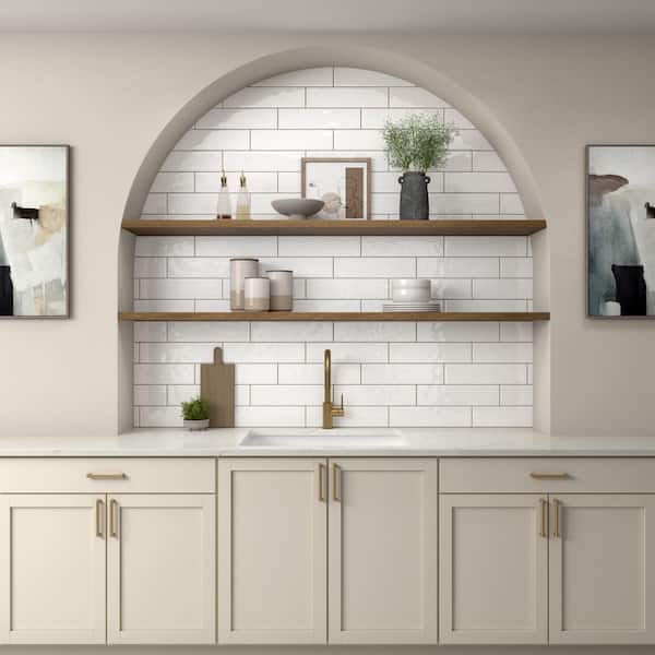 LuxeCraft White 4 in. x 16 in. Glazed Ceramic Subway Wall Tile (554.4 sq. ft./pallet)