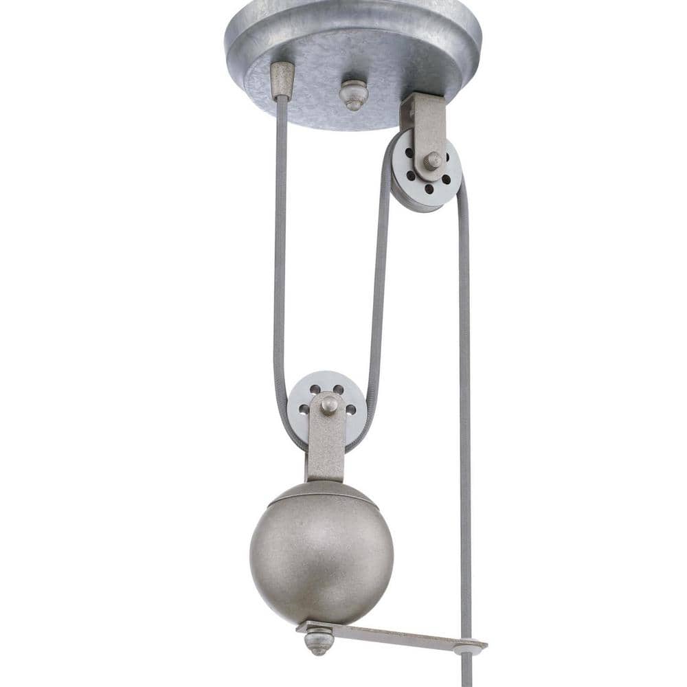 Iron Hill Galvanized Steel Vintage Pulley Pendant Light