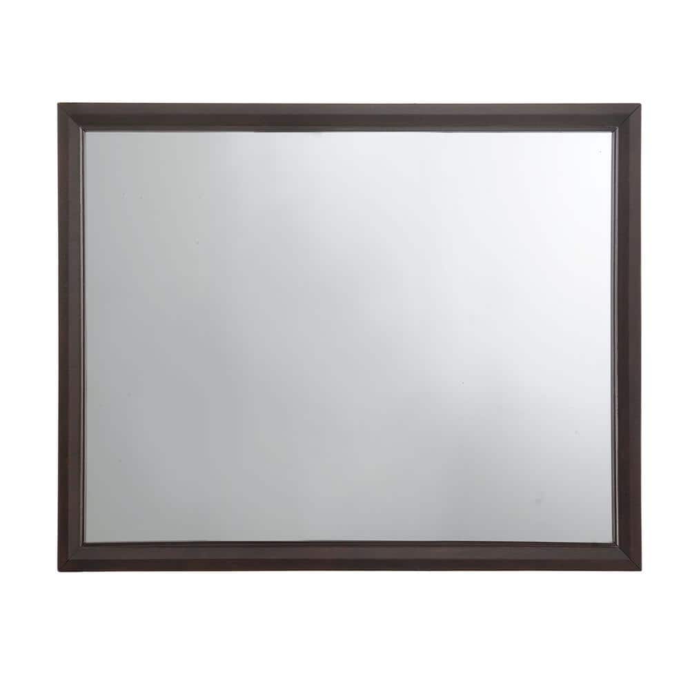 Espresso Brown Rectangular Wooden Framed Dresser Mirror