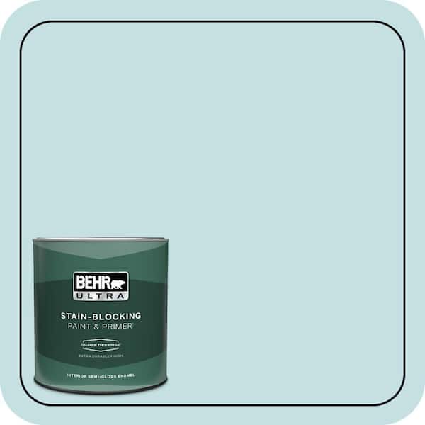 BEHR ULTRA 1 qt. #T17-04 Peek a Blue Extra Durable Semi-Gloss Enamel Interior Paint & Primer