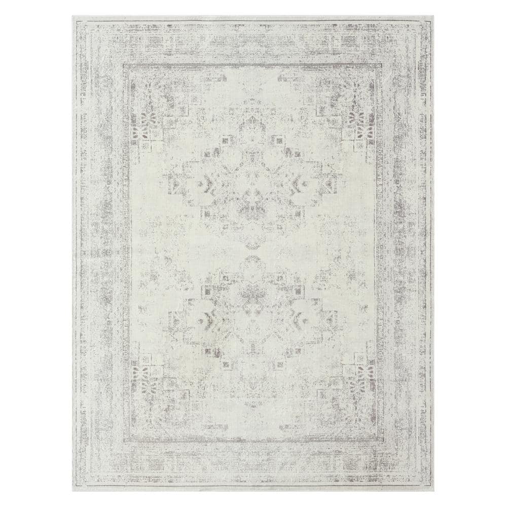 Melody Gray/Ivory 2 ft. 8 in. x 3 ft. 10 in. Contemporary Power-Loomed Meda