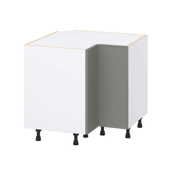 J COLLECTION Fairview 36 in. W x 24 in. D x 34.5 in. H Assembled Slim Shaker Standard Corner Base Kitchen Cabinet in Moss Green