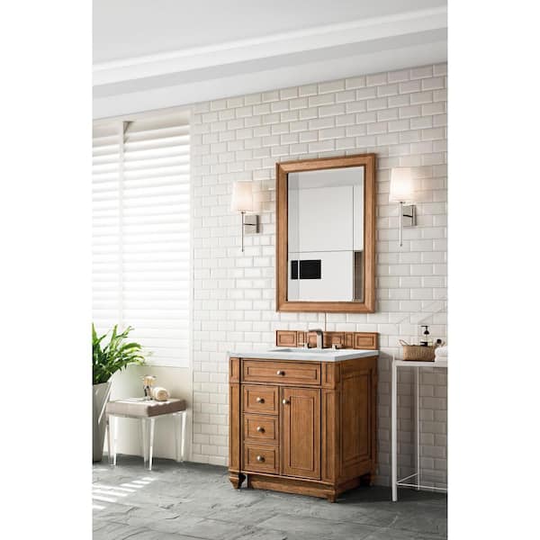James Martin Vanities Bristol 30 in. W x 23.5 in. D x 34 in. H Bathroom Vanity in Saddle Brown with Ethereal Noctis Quartz Top