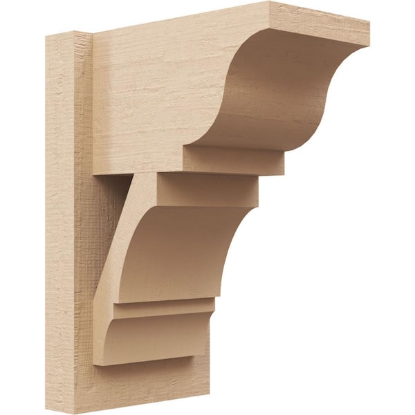 Ekena Millwork 8 in. x 16 in. x 12 in. Balboa Traditional Rough Cedar Woodgrain Timberthane Polyurethane Outlooker, Primed Tan