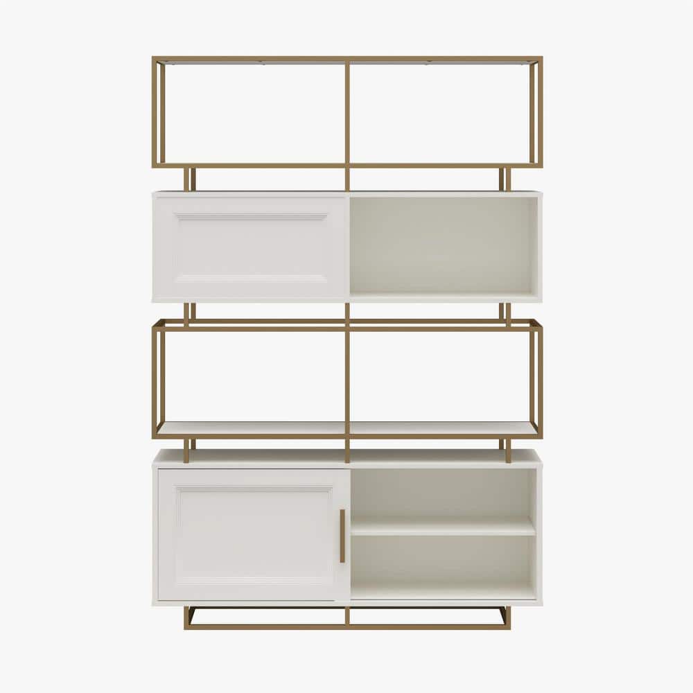 Goldie 71 in. Tall, Modern Metal and Engineered Wood, Bookcase Room Divider
