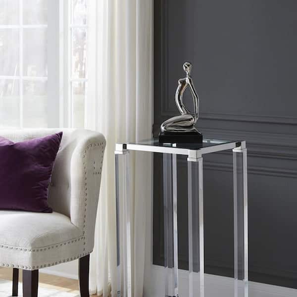 HomeRoots Modern Silver and Black Ustrasana Yoga Specialty Sculpture