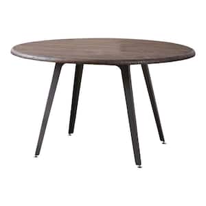 Damian 54 in. Antique Brown Round Dining Table