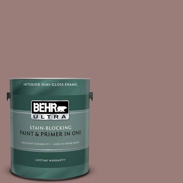 BEHR ULTRA 1 gal. #UL130-19 Cafe Ole Semi-Gloss Enamel Interior Paint and Primer in One