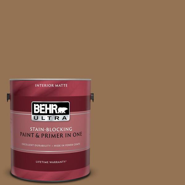 BEHR ULTRA 1 gal. #UL140-21 Toffee Bar Matte Interior Paint and Primer in One