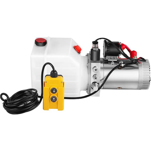SKYSHALO 4 qt. Single Acting Hydraulic Pump Dump Trailer Plastic Remote Unloading, 3200 PSI and 2850RPM