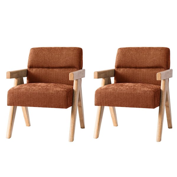 JAYDEN CREATION Odemaris Rust Polyester Arm Chair Set of 2 with