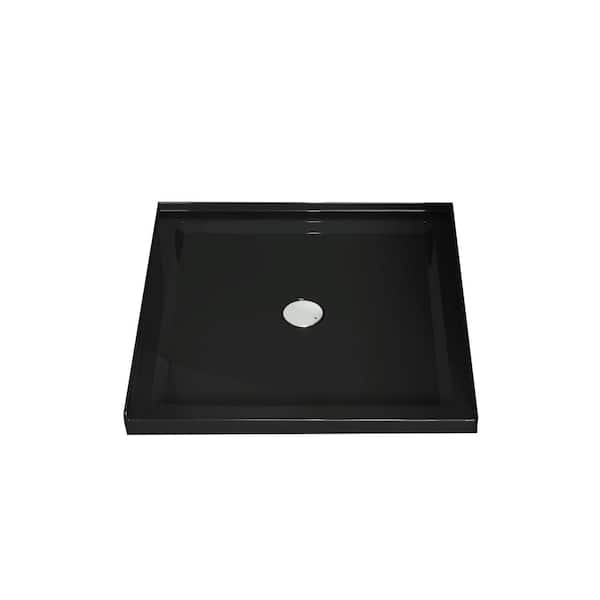 Boosicavelly Alcove Shower Pan Base with Center Drain in Black 36 in. L x 36 in. W