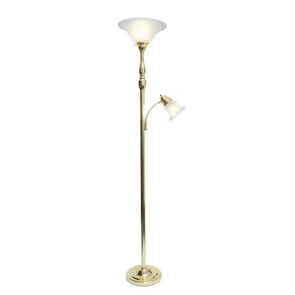 71 In Gold Torchiere Floor Lamp With 1, Floor Reading Lamps Home Depot