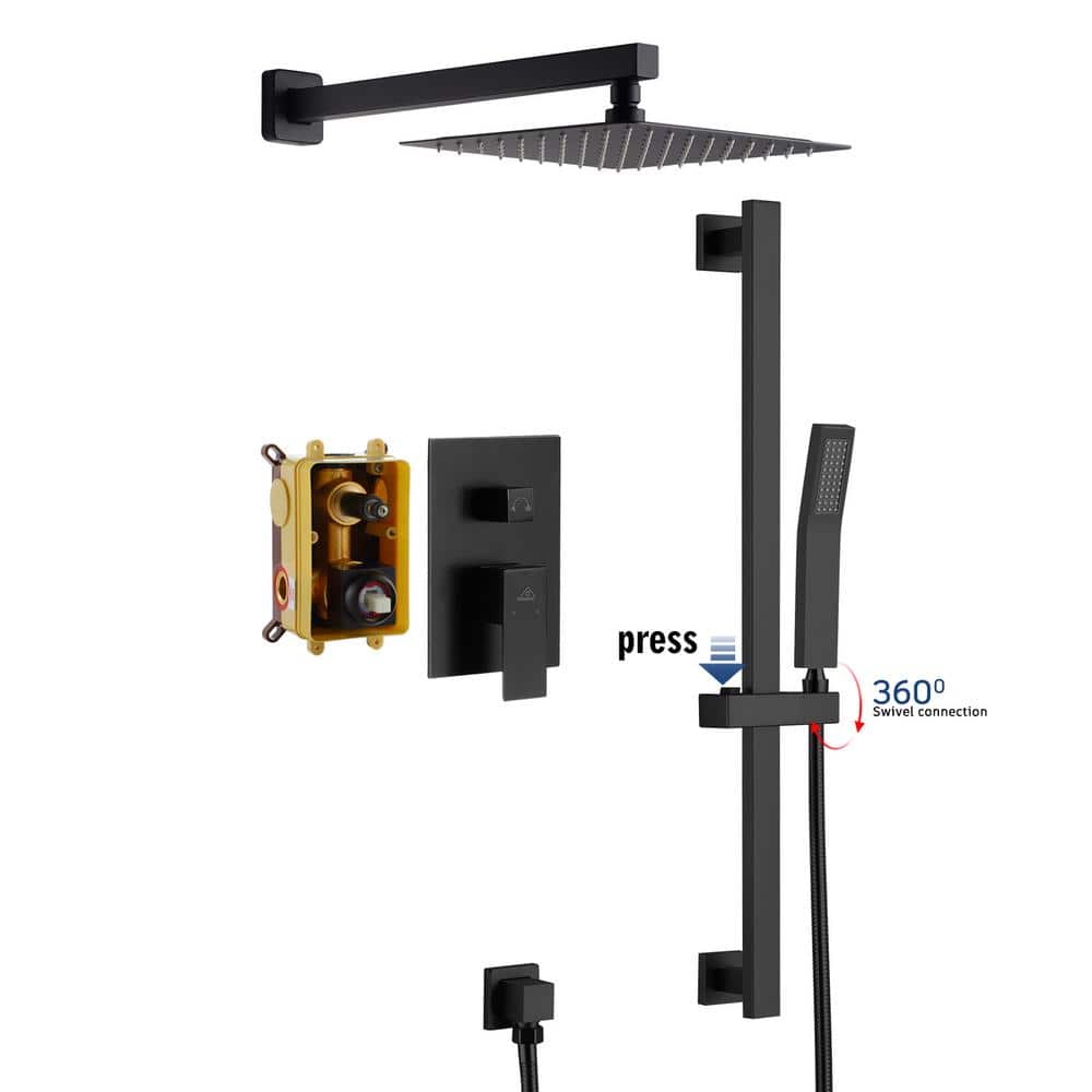 Matte Black Large Square Dual Rain Shower System
